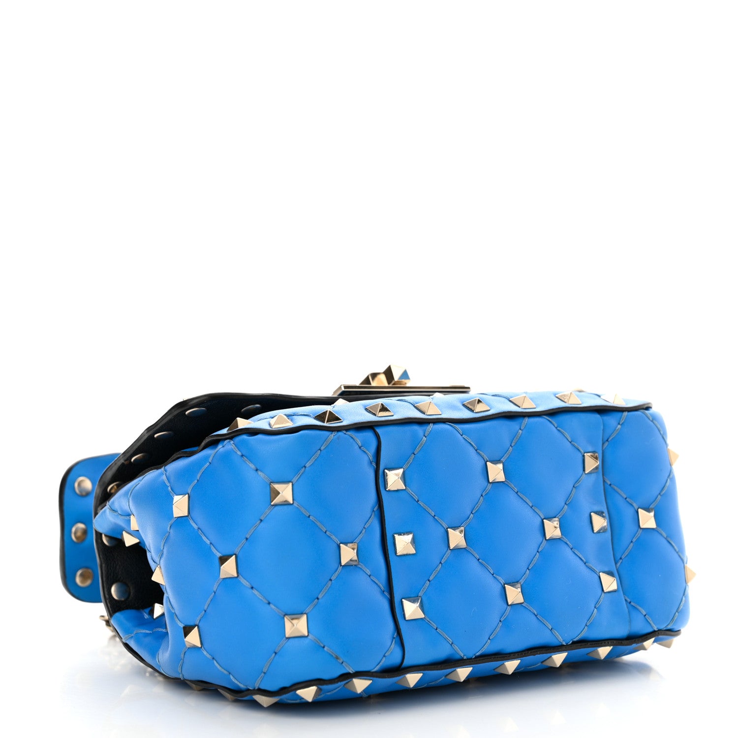 Valentino Garavani Calfskin Micro Rockstud Spike Shoulder Bag Blue Fluo 7 of 9
