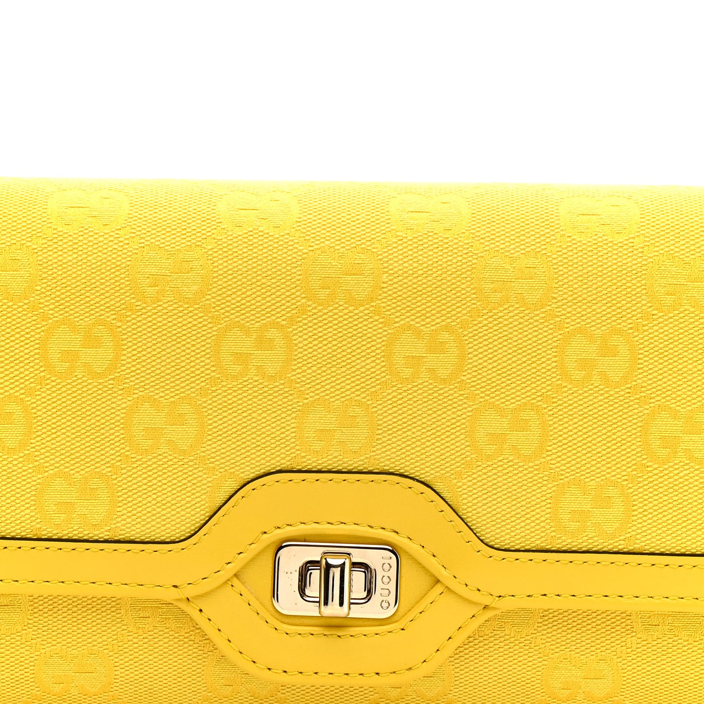 GG Monogram Textured Dollar Calfskin Small Luce Shoulder Bag Yellow