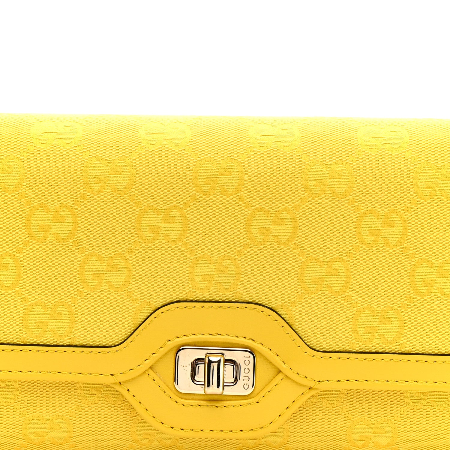Gucci GG Monogram Textured Dollar Calfskin Small Luce Shoulder Bag Yellow 16 of 21