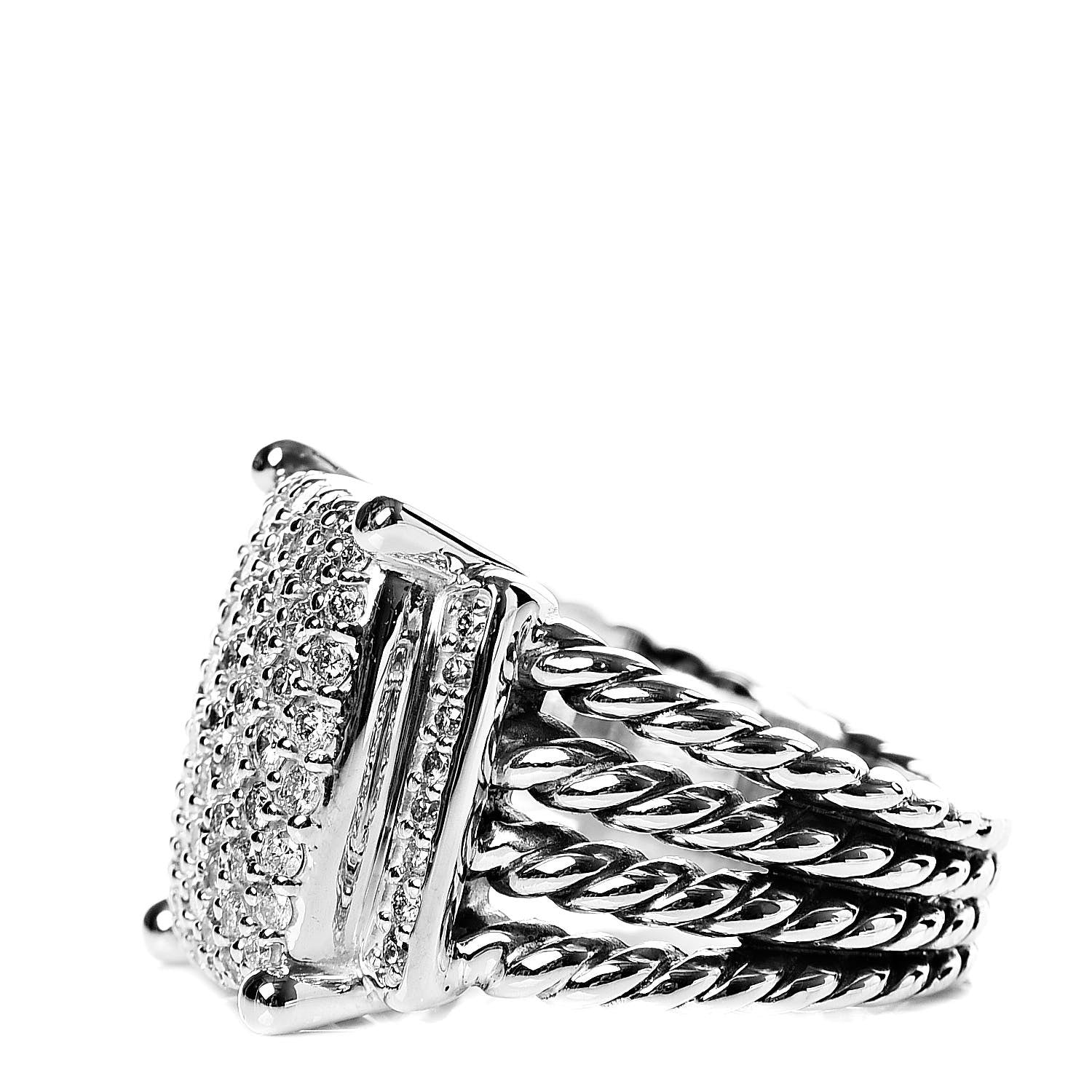 David Yurman Sterling Silver Diamond 16mm Wheaton Ring 53 6.5 3 of 5