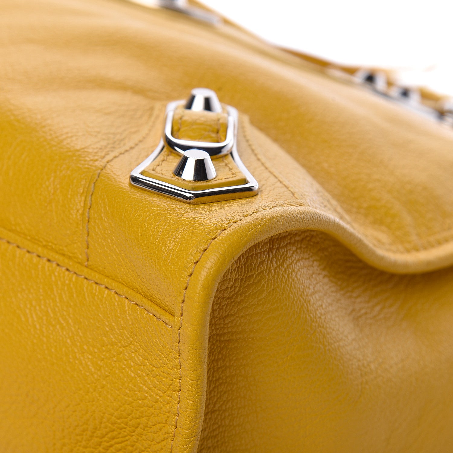 Balenciaga Chevre Silver Metallic Edge Hardware City Jaune Epi 18 of 20