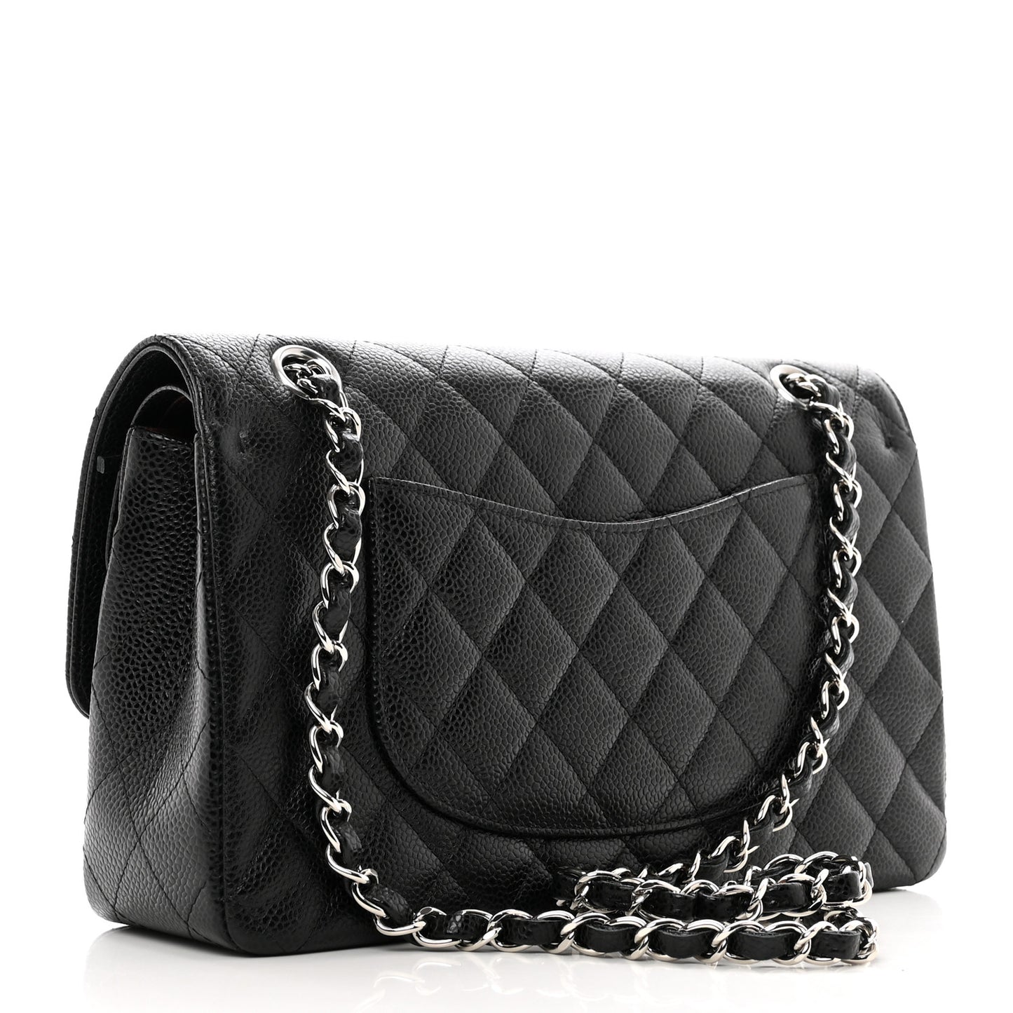 Caviar Quilted Medium Double Flap Black