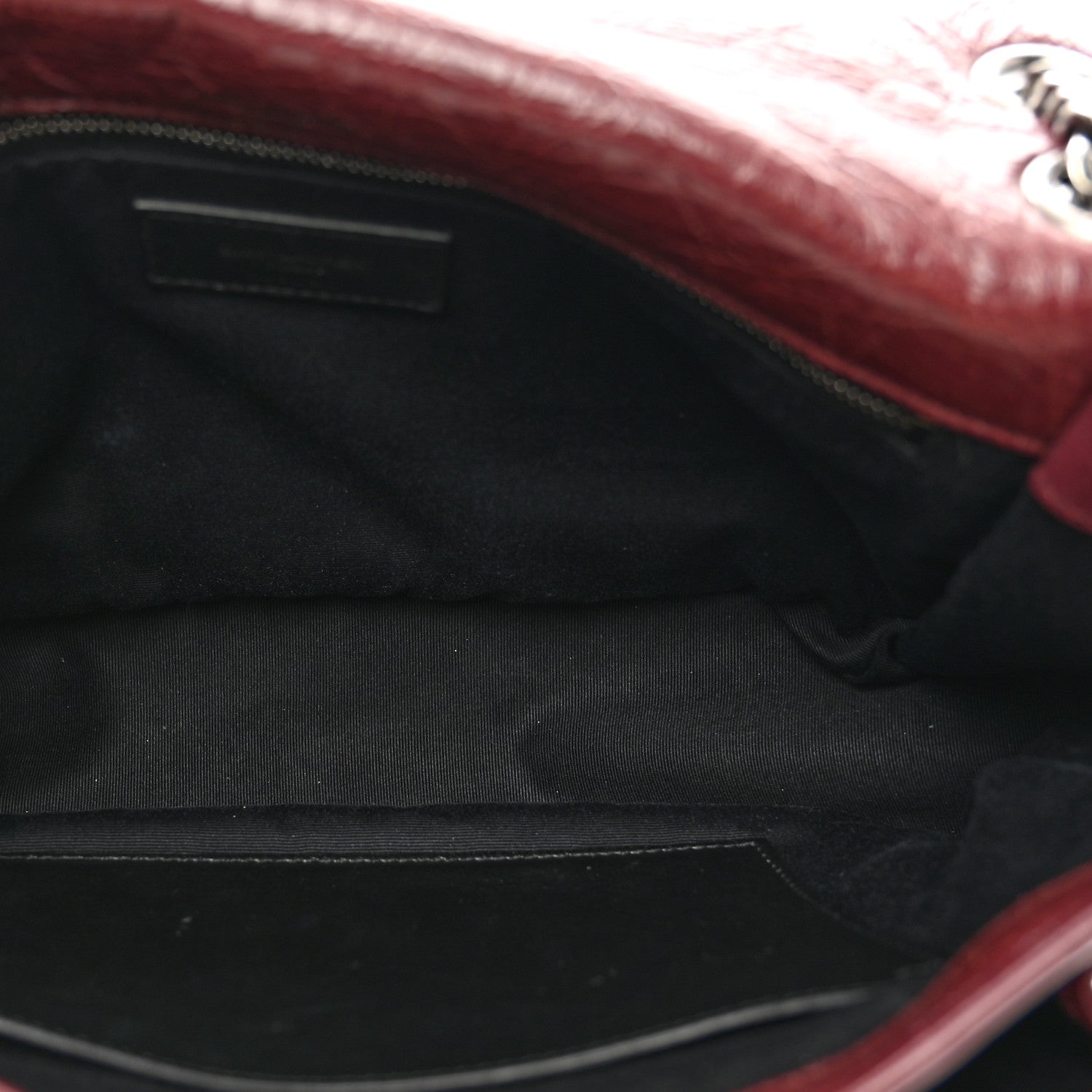 Saint Laurent Crinkled Calfskin Matelasse Monogram Medium Niki Chain Satchel Rouge Legion 6 of 10