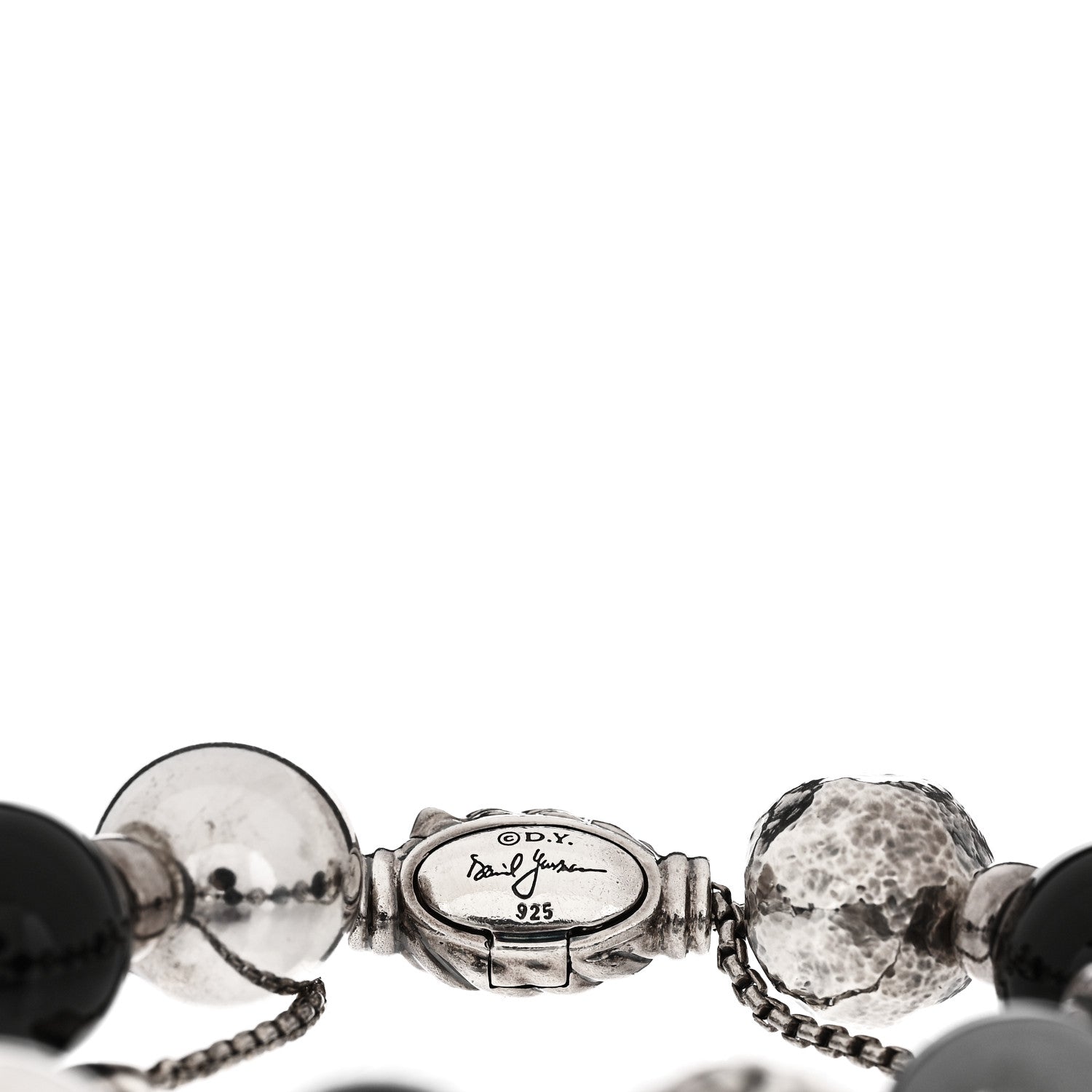 David Yurman Sterling Silver Black Onyx Hematite 14mm Elements Bead Bracelet 3 of 3