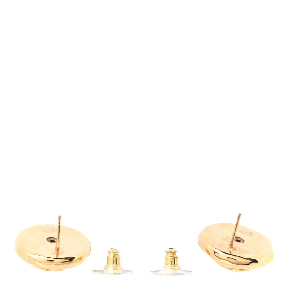 Pearl CC Turnlock Round Earrings Gold