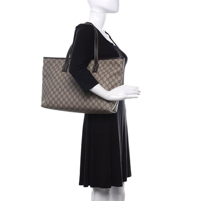 Gucci GG Supreme Monogram Medium Zippered Shopping Tote Dark Brown 2 of 10