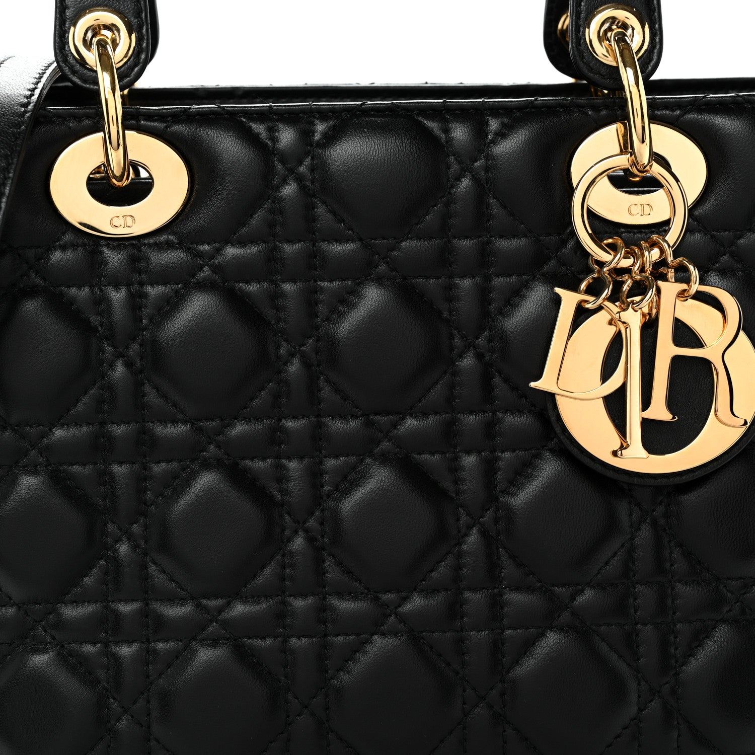 Christian Dior Lambskin Cannage Medium Lady Dior Black 8 of 10
