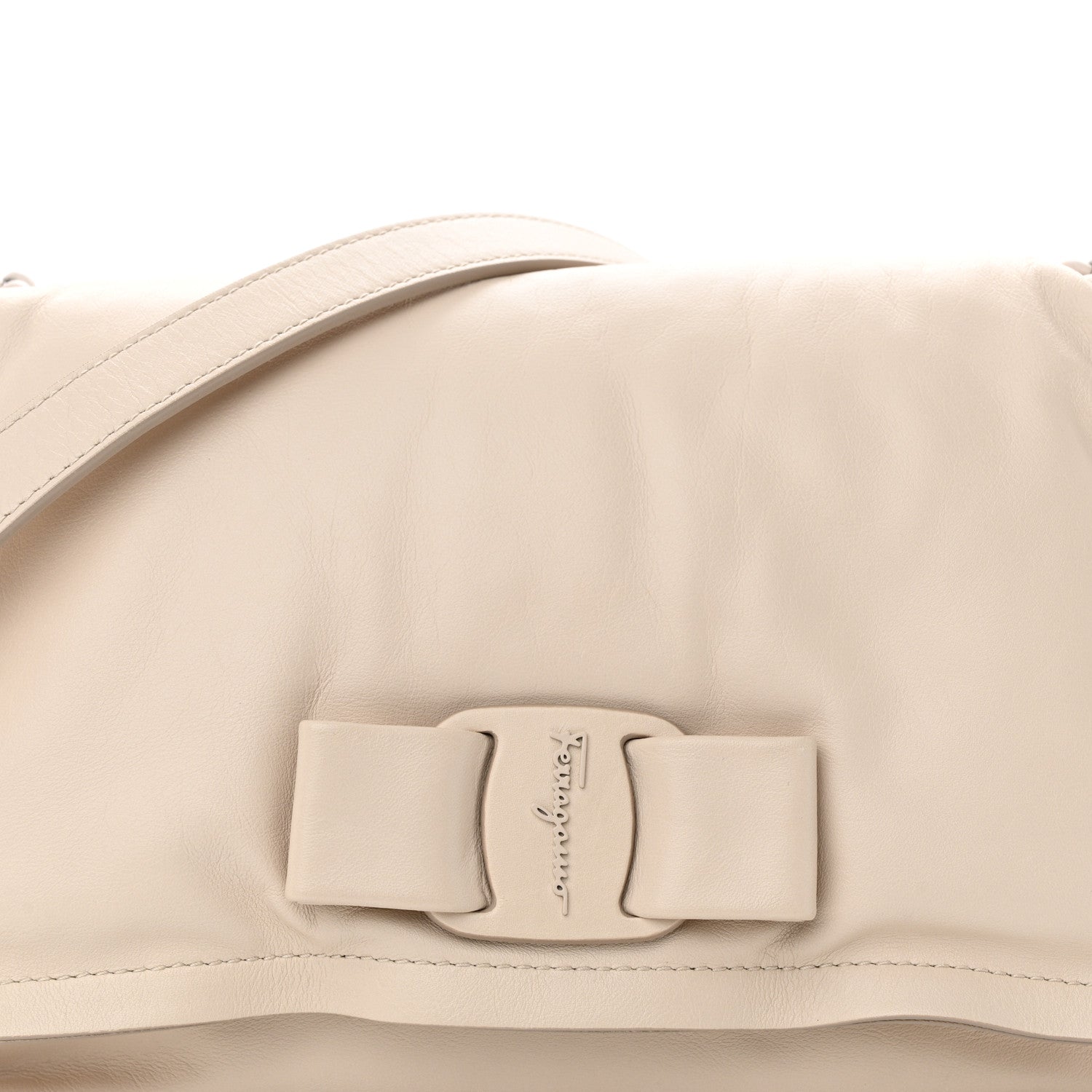 Salvatore Ferragamo Calfskin Small Viva Bow Shoulder Bag Bone 9 of 12