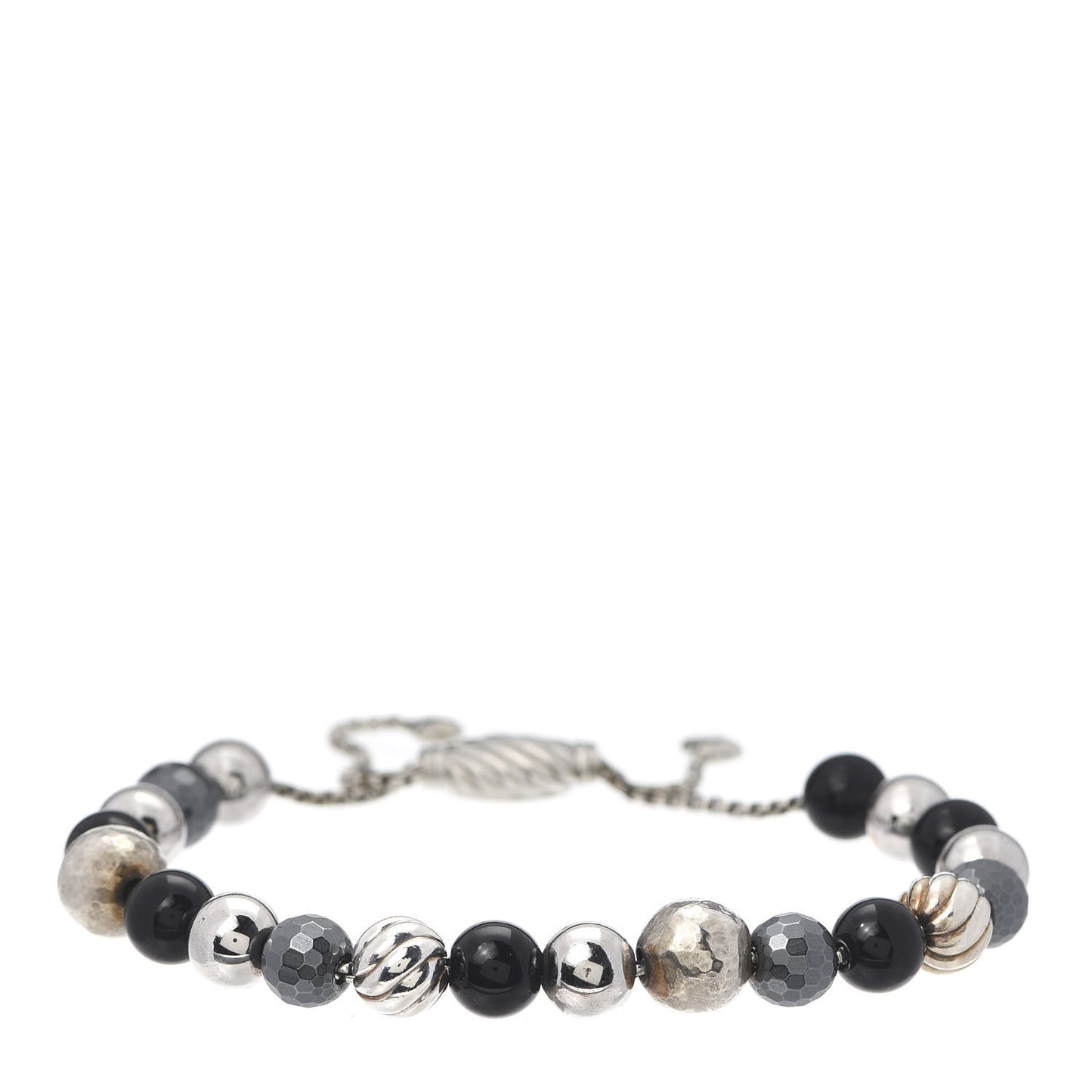 Sterling Silver Black Onyx Hematine 8mm Elements Bead Bracelet