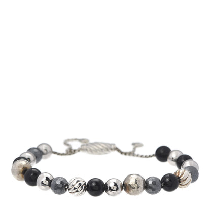 David Yurman Sterling Silver Black Onyx Hematine 8mm Elements Bead Bracelet 1 of 4