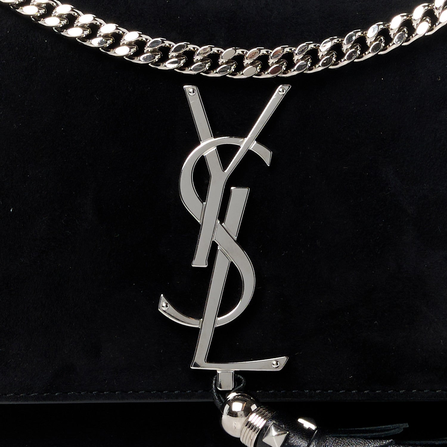 Saint Laurent Suede Medium Classic Monogram Kate Tassel Satchel Black 9 of 12