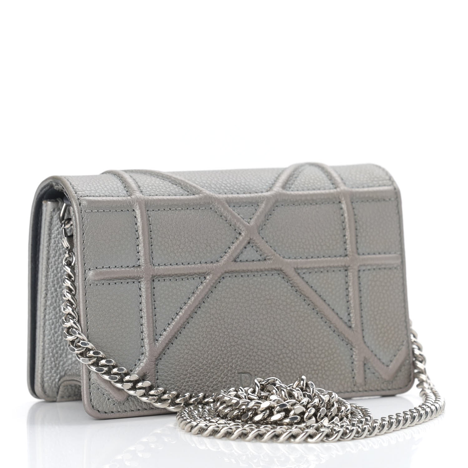 Christian Dior Metallic Grained Calfskin Baby Diorama Flap Bag Grey 2 of 10