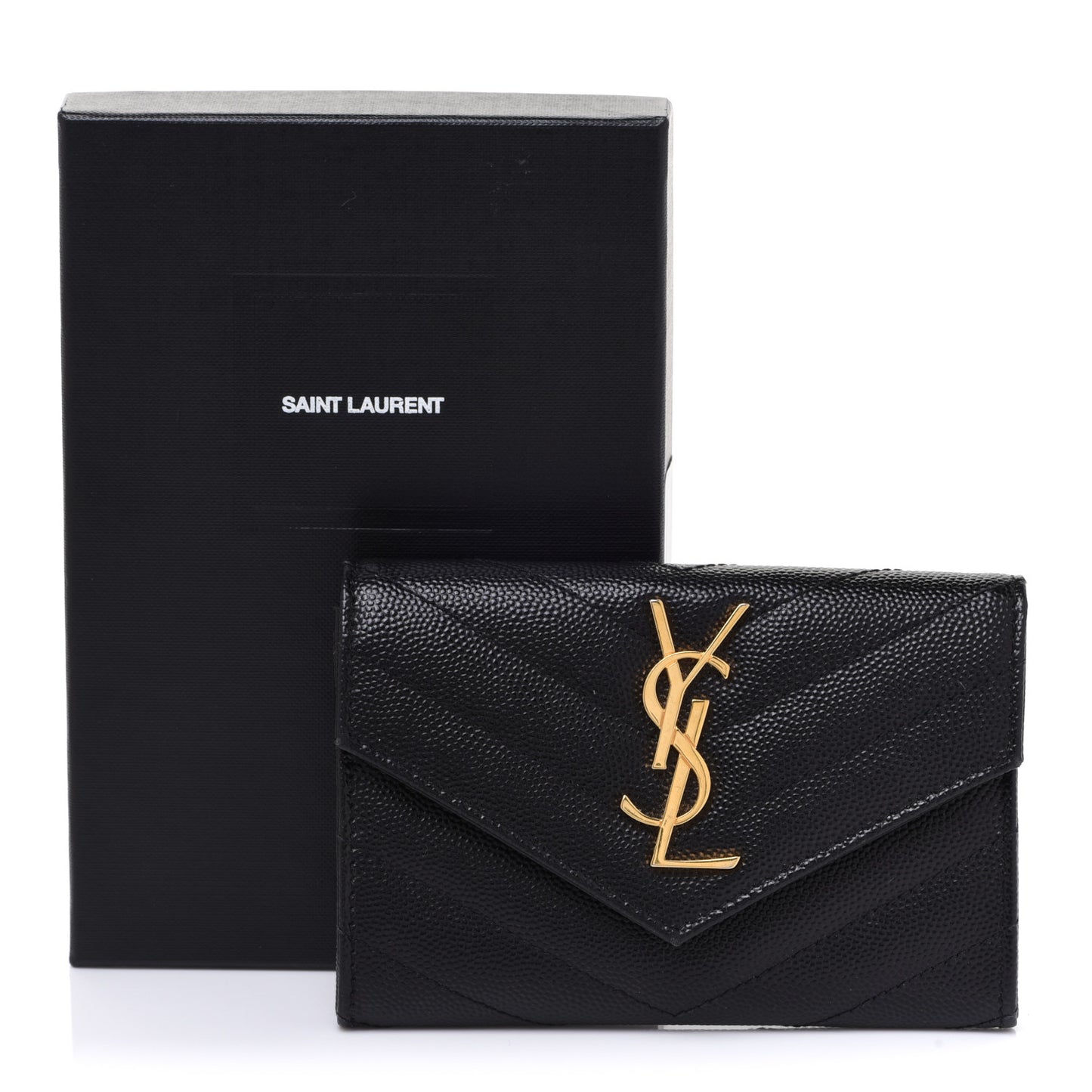 Grain De Poudre Matelasse Chevron Small Monogram Envelope Wallet Black
