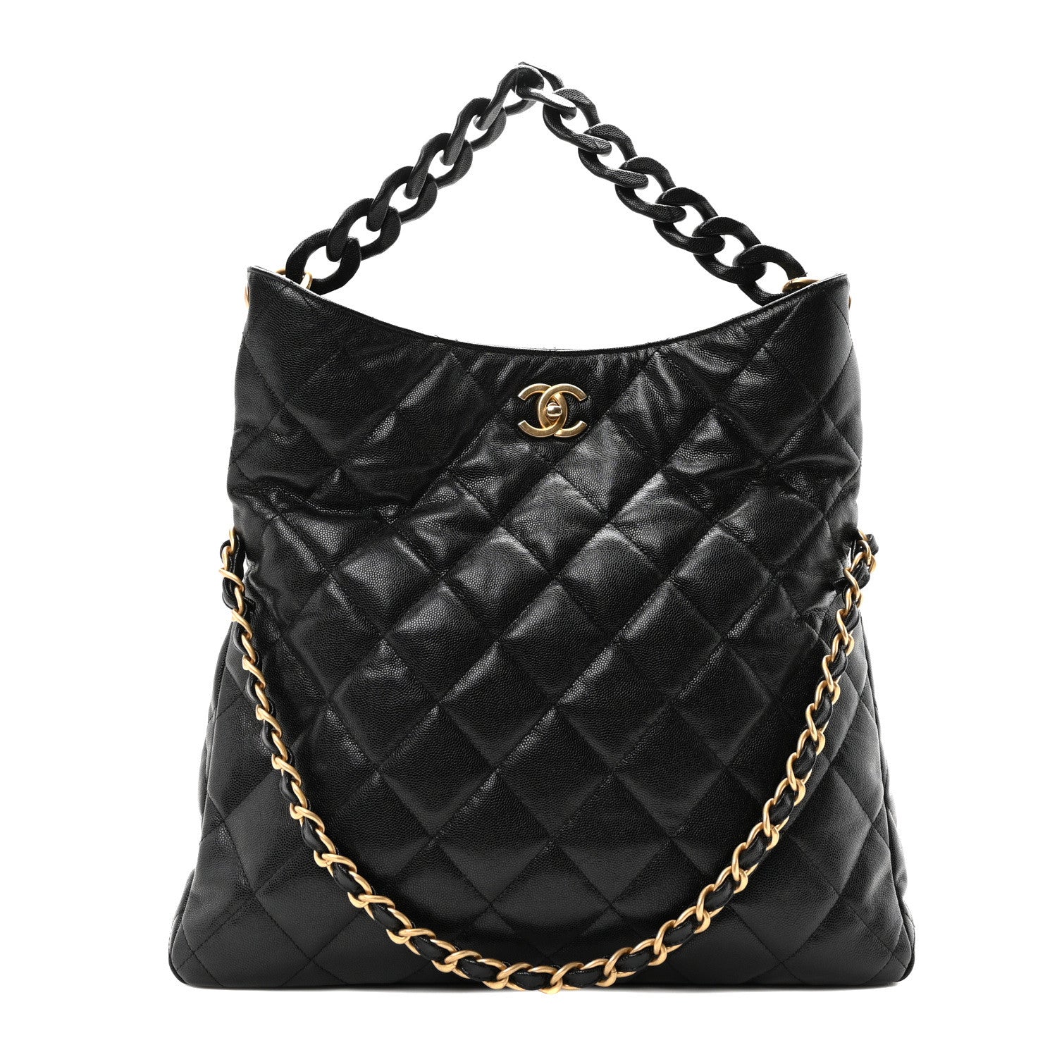 Chanel Caviar Quilted Fold Over Hobo Black 1 of 10
