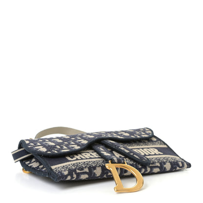 Christian Dior Oblique Slim Saddle Pouch Blue 3 of 4