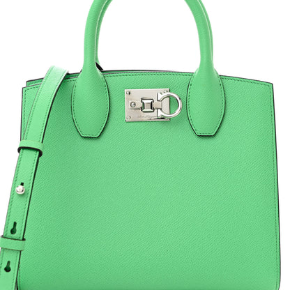 Salvatore Ferragamo Hammered Calfskin Small The Studio Box Bag Green 7 of 10