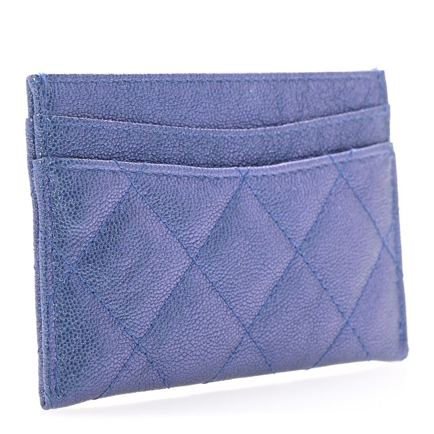 Chanel Iridescent Caviar Quilted Card Holder Blue Fonce 3 of 9