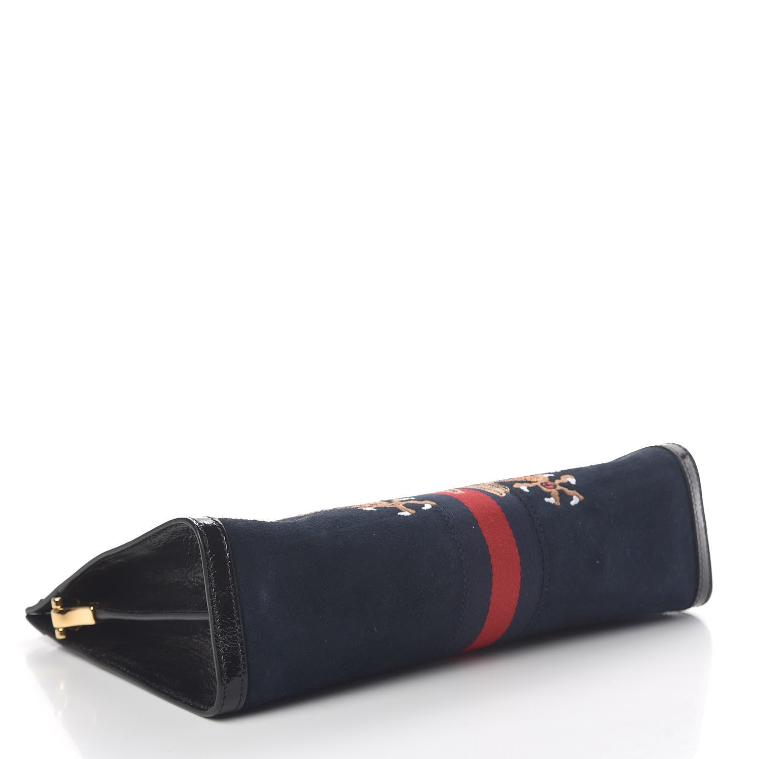 Gucci Suede Patent Web Dragon Embroidered Medium Ophidia Chain Shoulder Bag Blue Multicolor Black 4 of 10
