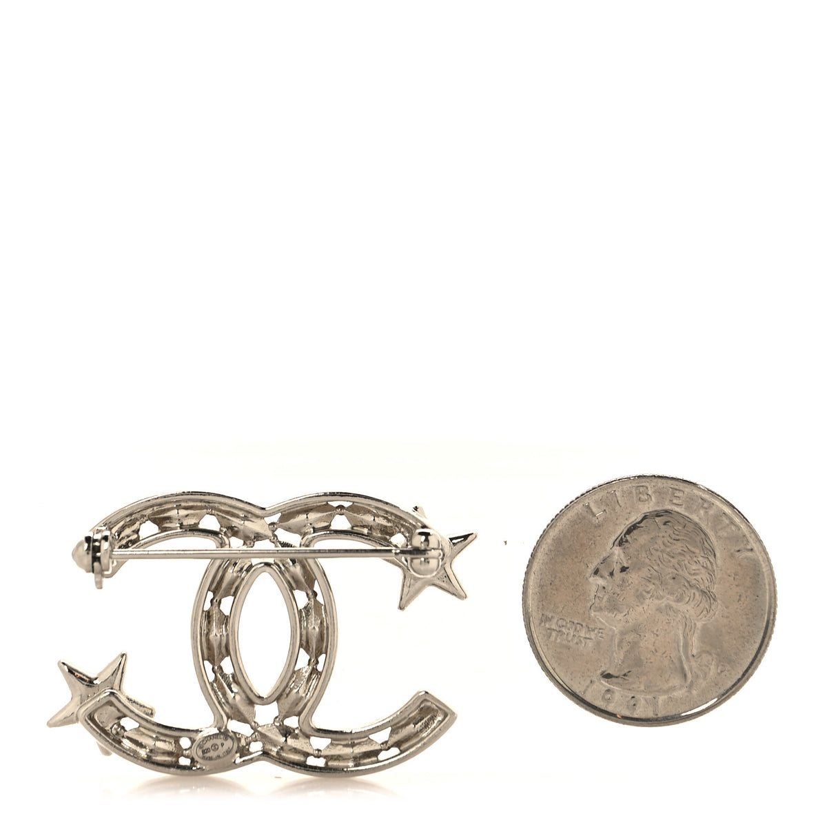 Chanel Crystal Starfall CC Brooch Silver 2 of 3