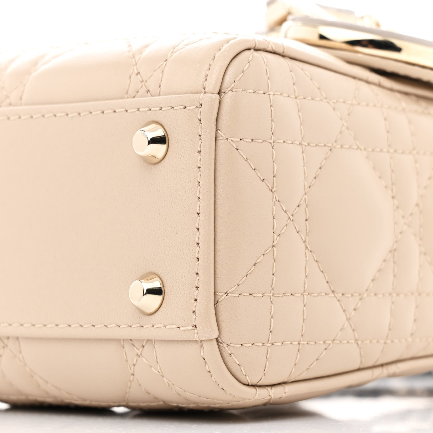 Christian Dior Lambskin Snakeskin Top Handle Cannage Mini Lady Dior Light Beige Multicolor 10 of 11
