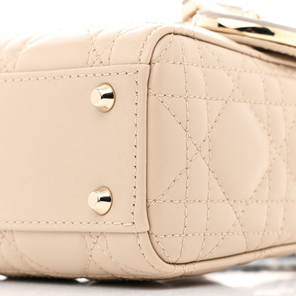 Christian Dior Lambskin Snakeskin Top Handle Cannage Mini Lady Dior Light Beige Multicolor 10 of 11