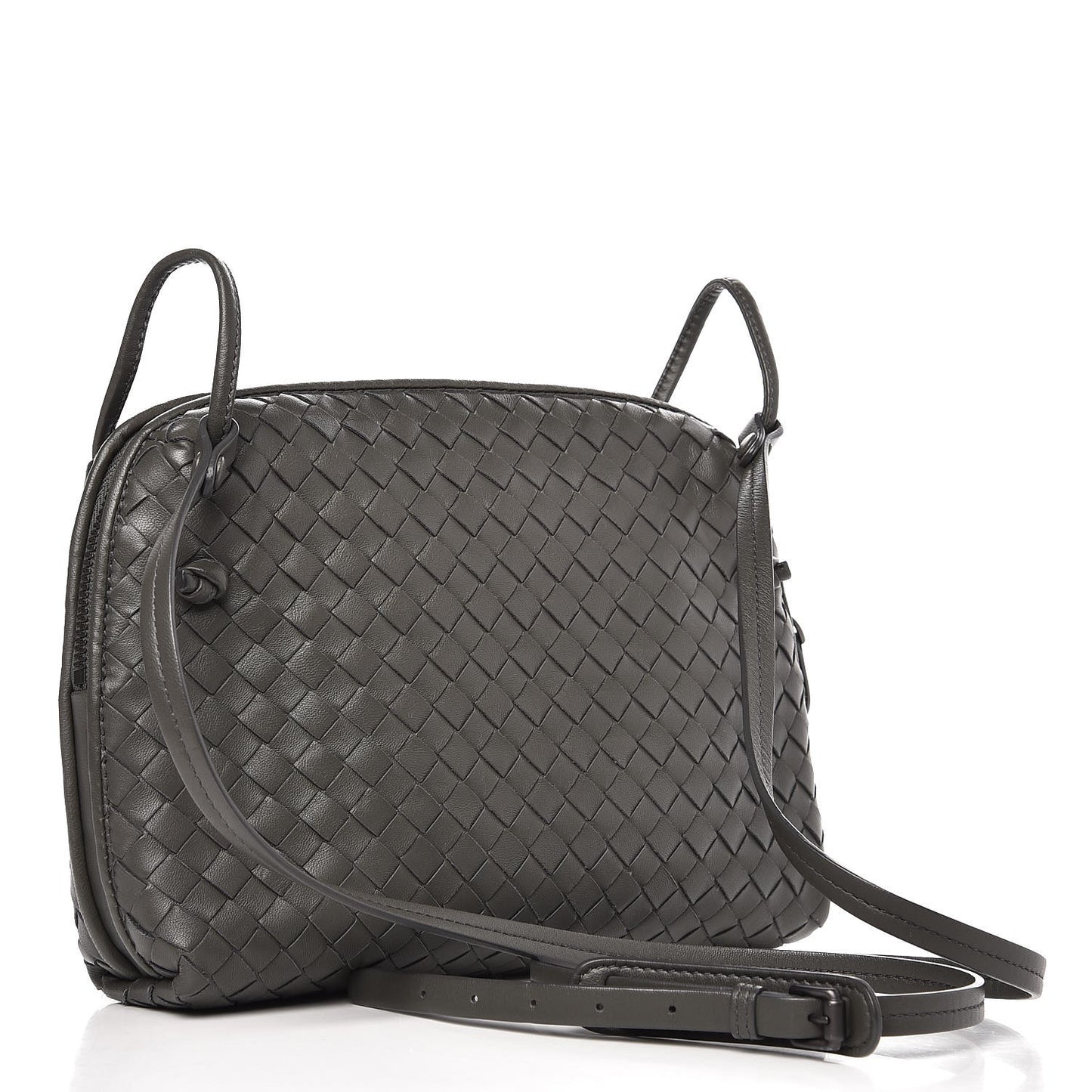 Nappa Intrecciato Pillow Crossbody Messenger Light Grey