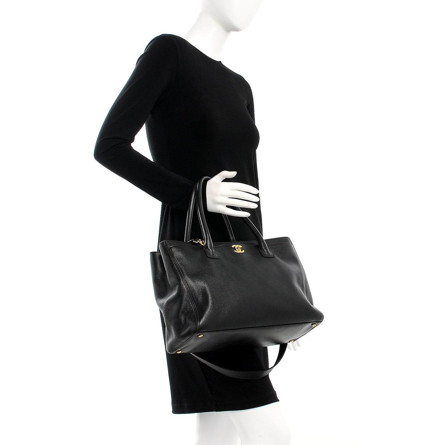 Calfskin Cerf Executive Shopper Tote Dark Brown