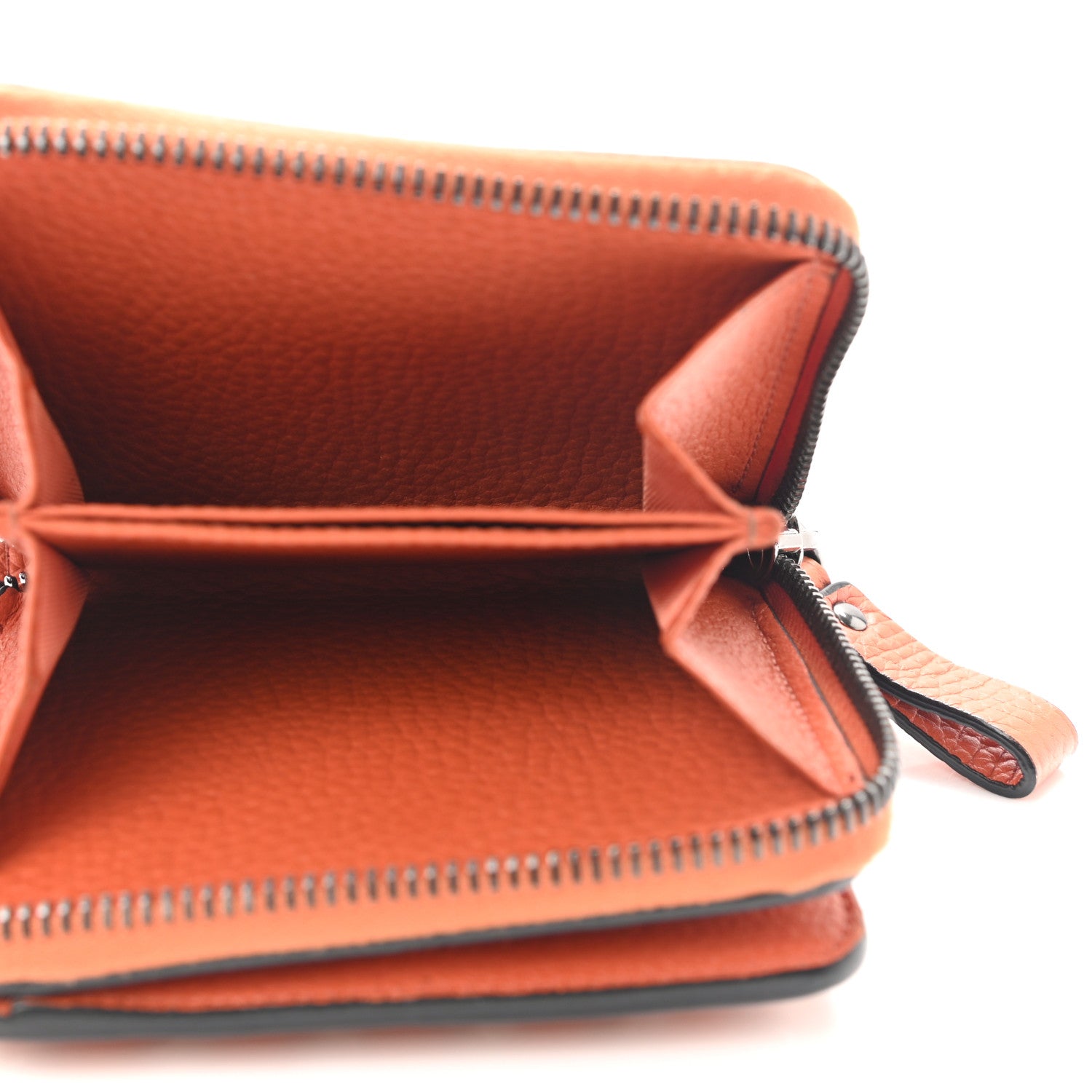Valentino Garavani Pebbled Calfskin Rockstud Compact Zip Around Wallet Orange 5 of 11
