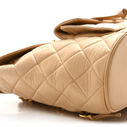 Chanel Lambskin Quilted Backpack Beige 9 of 10