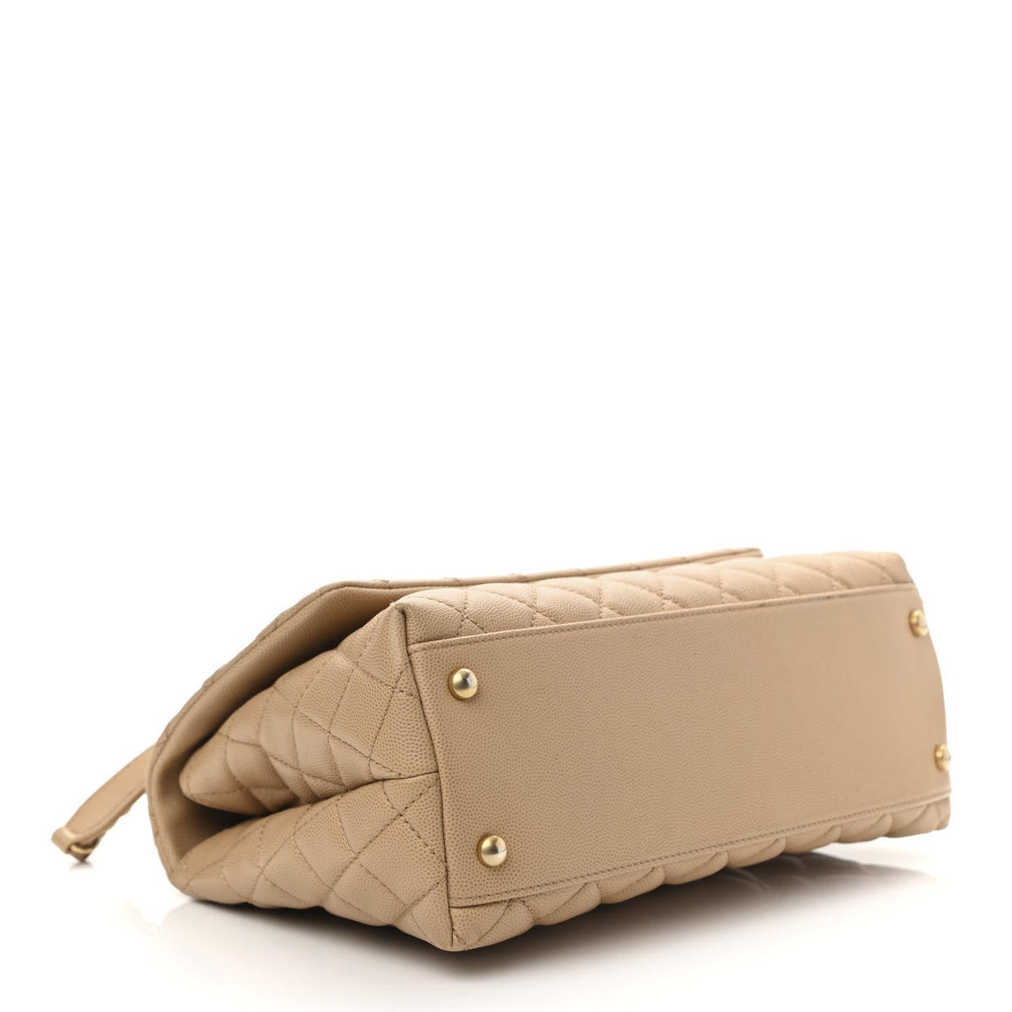 Caviar Lizard Quilted Small Coco Handle Flap Beige