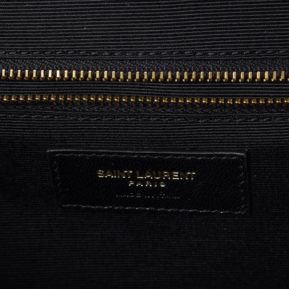 Saint Laurent Grain De Poudre Matelasse Chevron Large Monogram Satchel Black 6 of 8