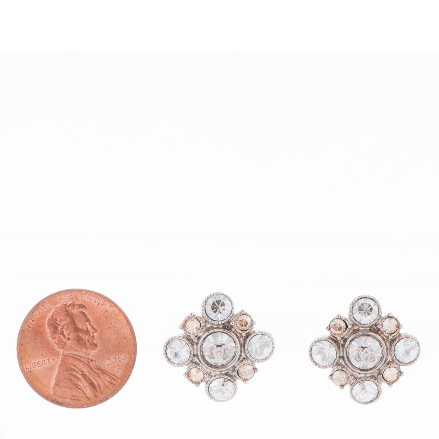 Chanel Crystal CC Earrings Silver 2 of 4