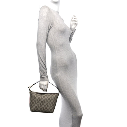 Gucci GG Supreme Monogram Textured Calfskin Web Super Mini Ophidia Shoulder Bag Beige Ebony New Acero 2 of 10