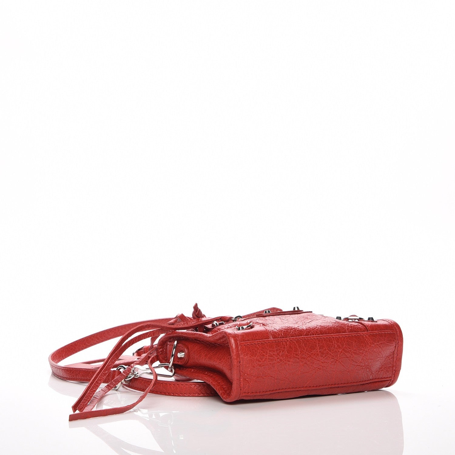 Balenciaga Agneau Classic Silver Hardware Nano City Rouge Groseille 5 of 8