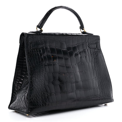 Hermes Matte Alligator Kelly Sellier 32 Black 3 of 25