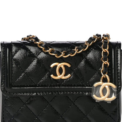 Chanel Shiny Aged Calfskin Quilted Waist Belt Bag Black 9 of 11