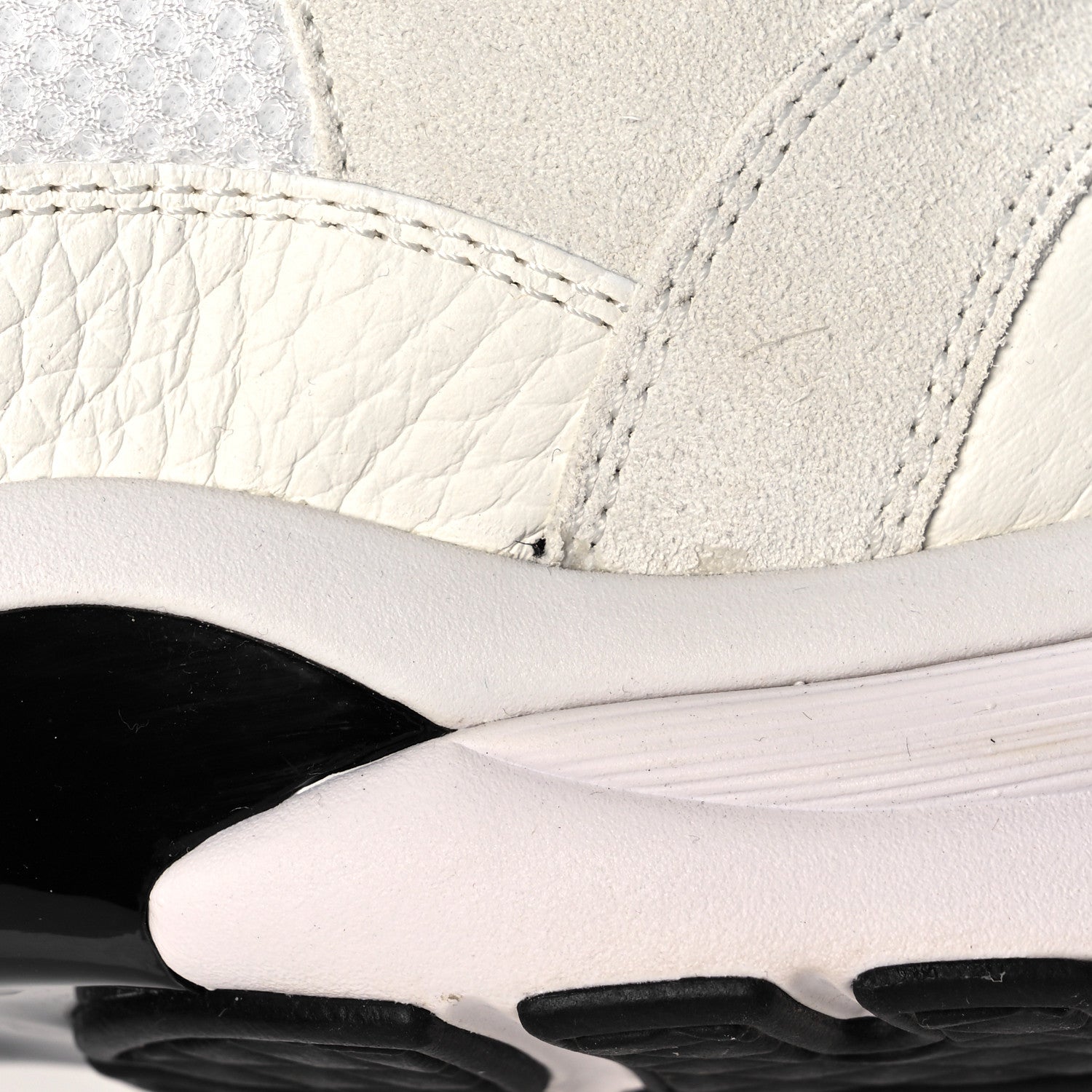 Chanel Mesh Suede Calfskin Grained Calfskin Womens CC Sneakers 39 White Black 7 of 8