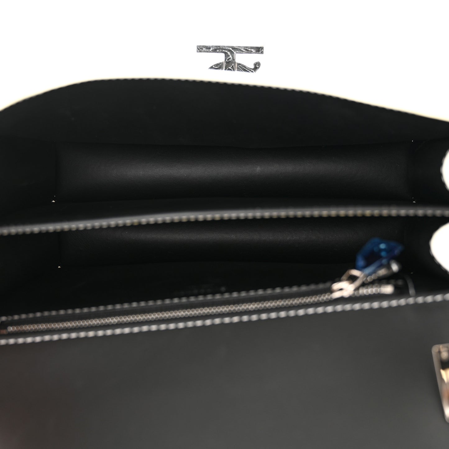Calfskin Monogram Embossed Medium TB Chain Bag Black White