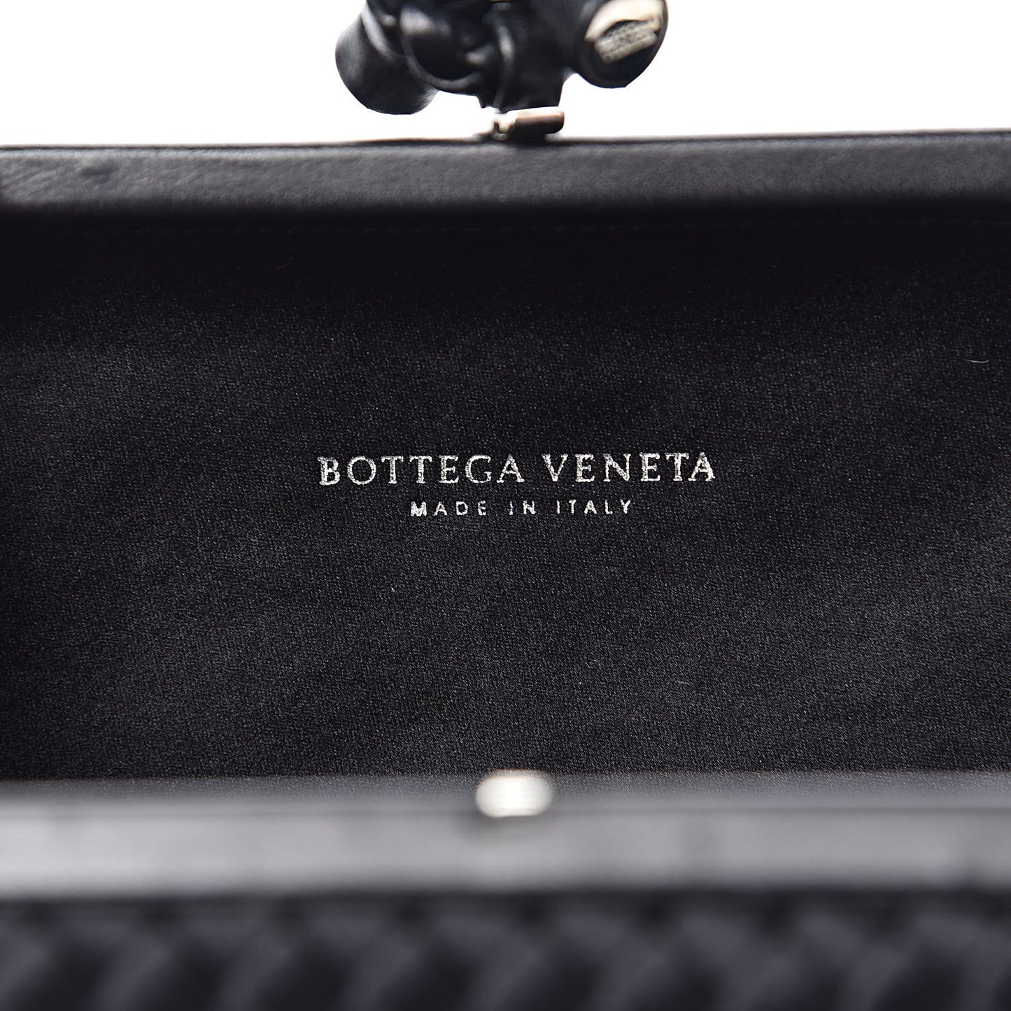 Satin Intreccio Impero Knot Clutch Black