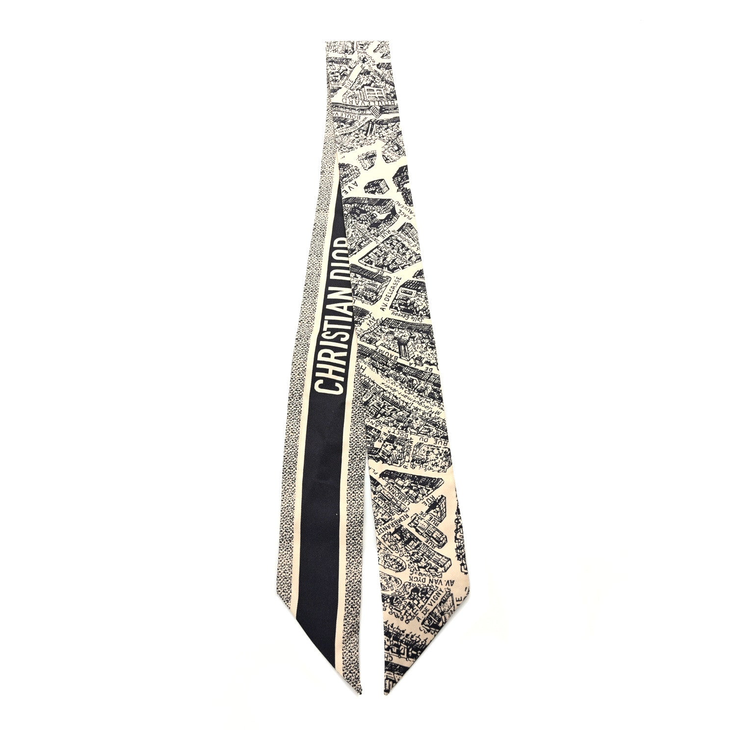 Christian Dior Silk Plan De Paris Mitzah Scarf Beige Black 2 of 3
