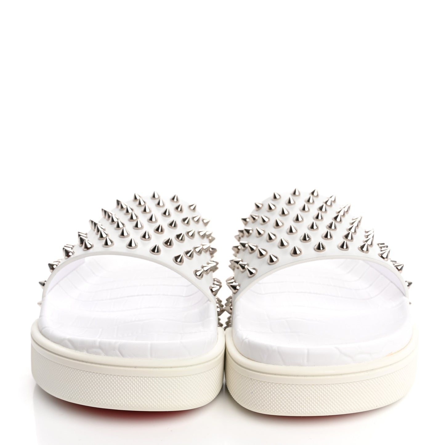 Calfskin Donna Studded Pool Fun Platform Flat Slide Sandals 41 White