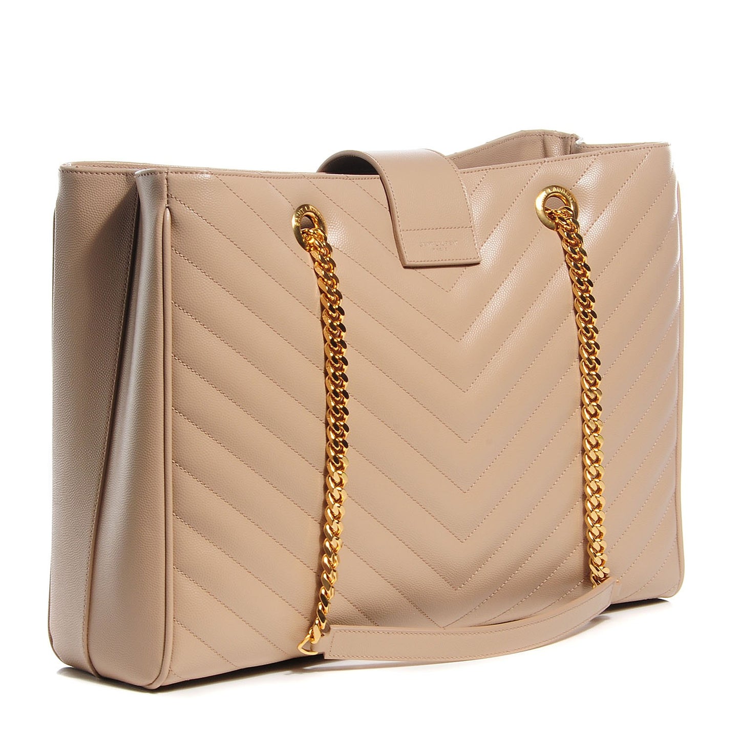 Grain De Poudre Matelasse Chevron Monogram Shopping Bag Dark Beige