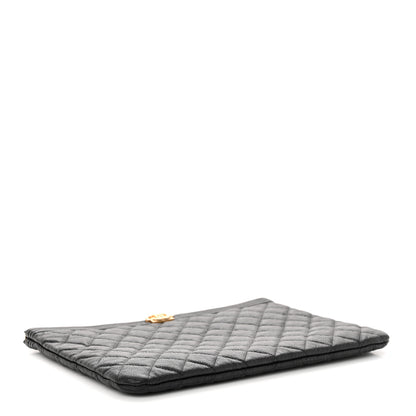 Chanel Caviar Quilted Large Boy Zip Pouch Black 4 of 9
