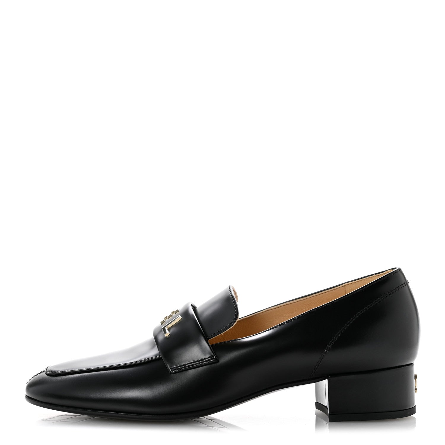 Chanel Shiny Calfskin Logo Loafers 39.5 Black 1 of 10