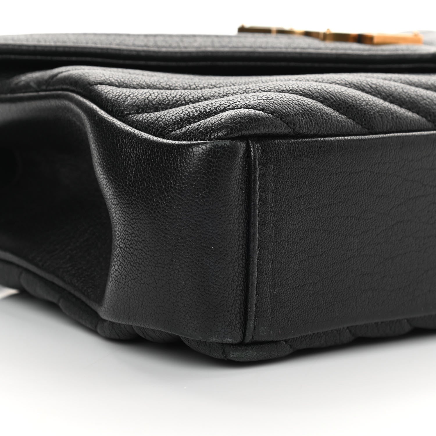 Saint Laurent Sheepskin Matelasse Chevron Monogram Medium College Bag Black 9 of 14