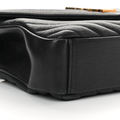 Saint Laurent Sheepskin Matelasse Chevron Monogram Medium College Bag Black 9 of 14