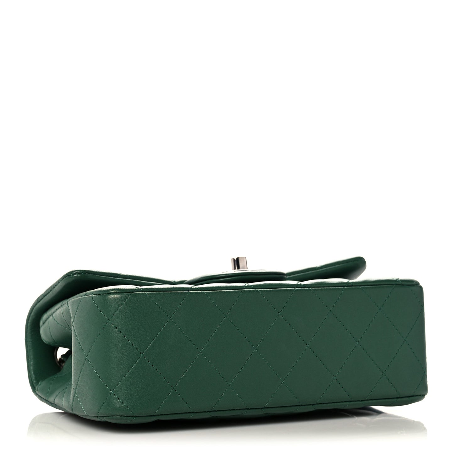 Lambskin Quilted Mini Rectangular Flap Green