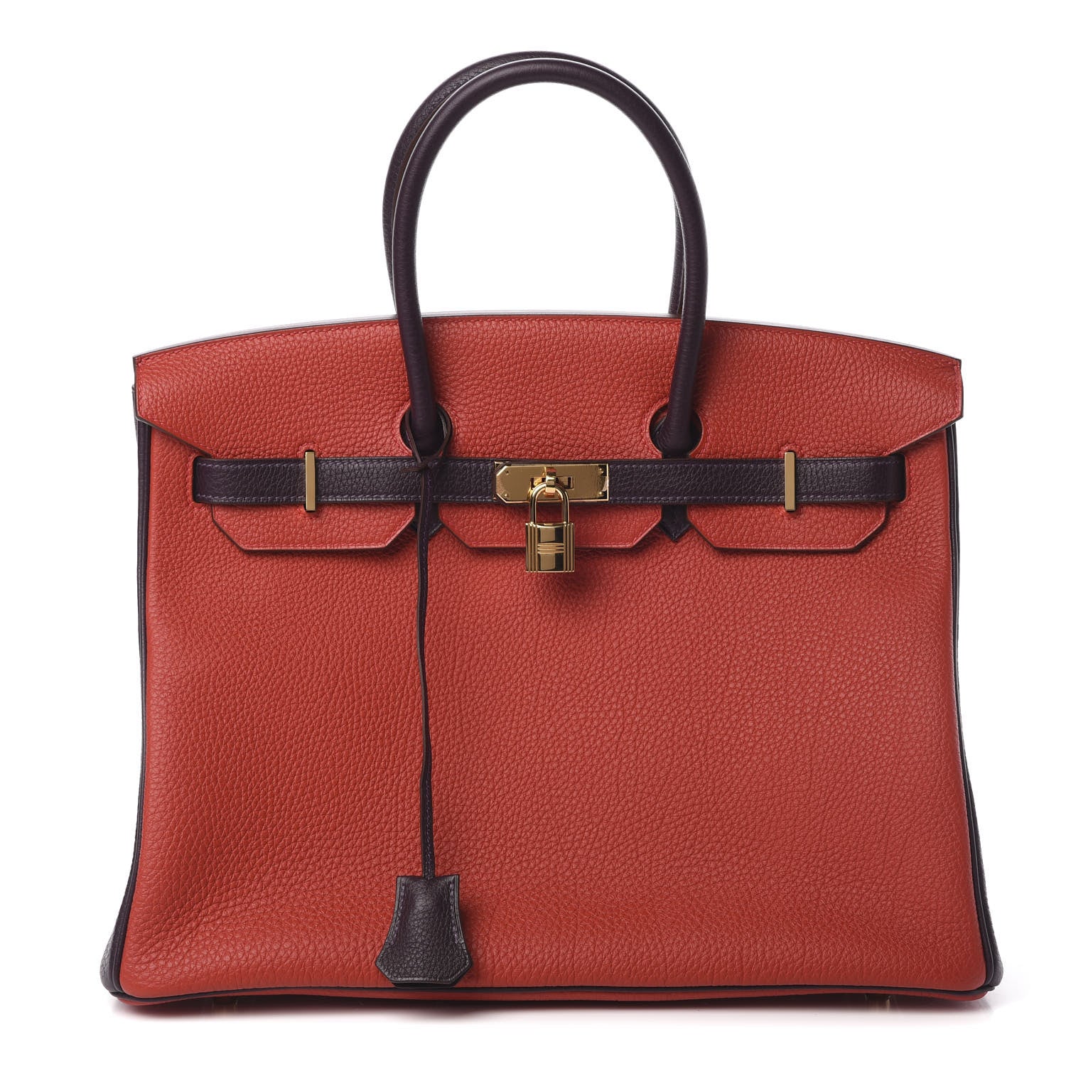 Hermes Togo Bi Color Horseshoe Birkin 35 Geranium Raisin 1 of 11