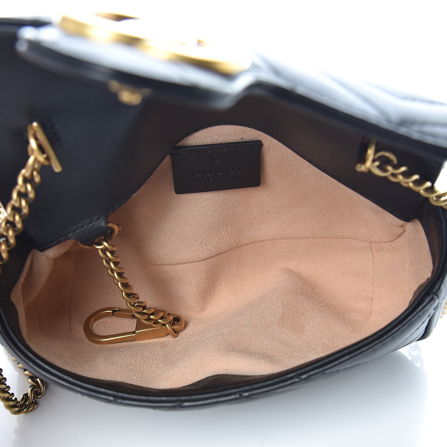Calfskin Matelasse Super Mini GG Marmont Shoulder Bag Black