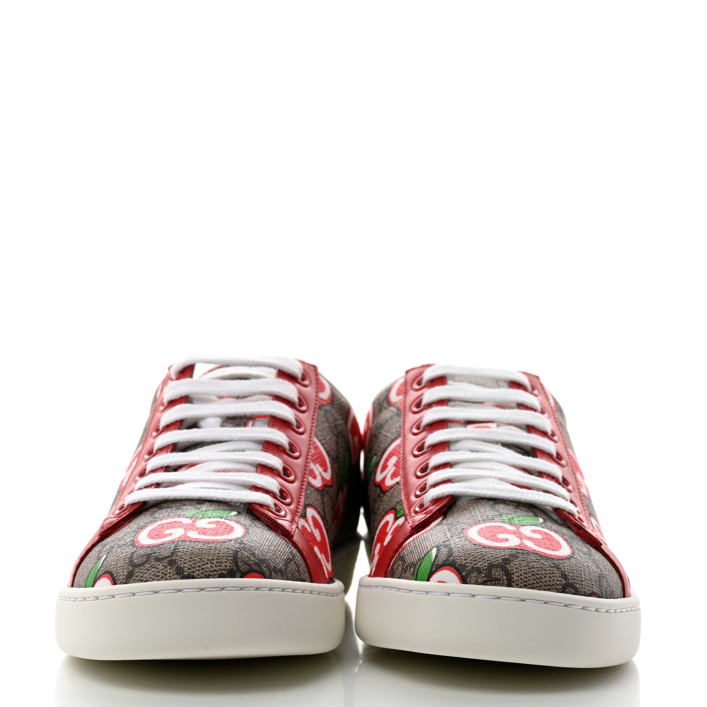 GG Supreme Monogram Apple Womens Ace Sneakers 36 Red